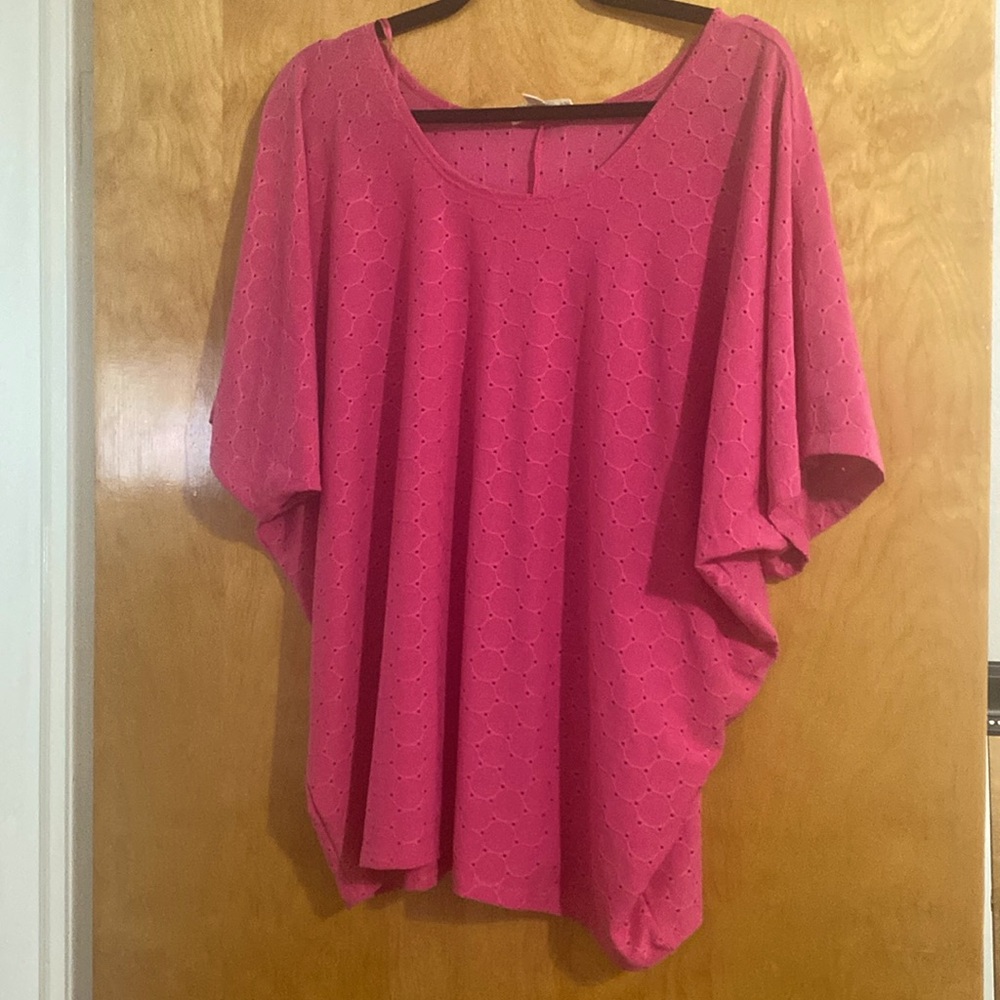 Pink eyelet blouse